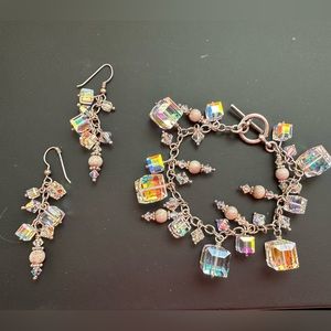 Clear Crystal Charm Bracelet & Earrings (Set)